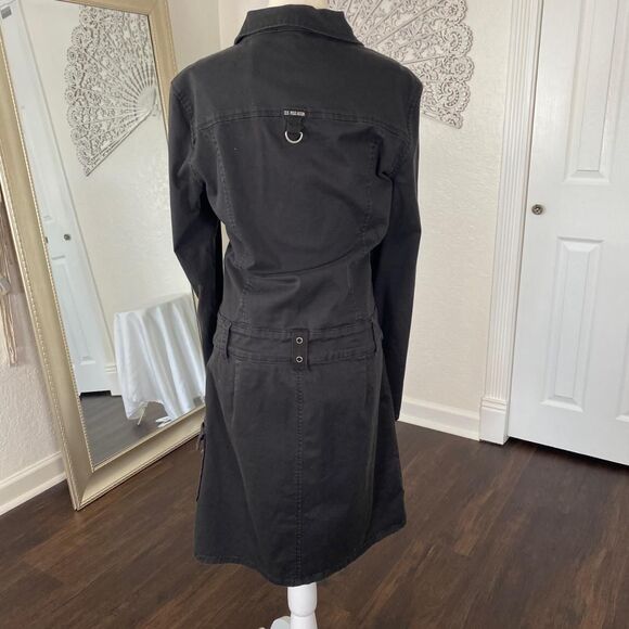 U.S Polo Assn Early 2000's Black Cotton Utility Gorpcore Buckle Mini Dress XL 16 - Picture 3 of 7